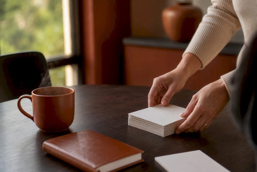 Hands writing a personalized sales note