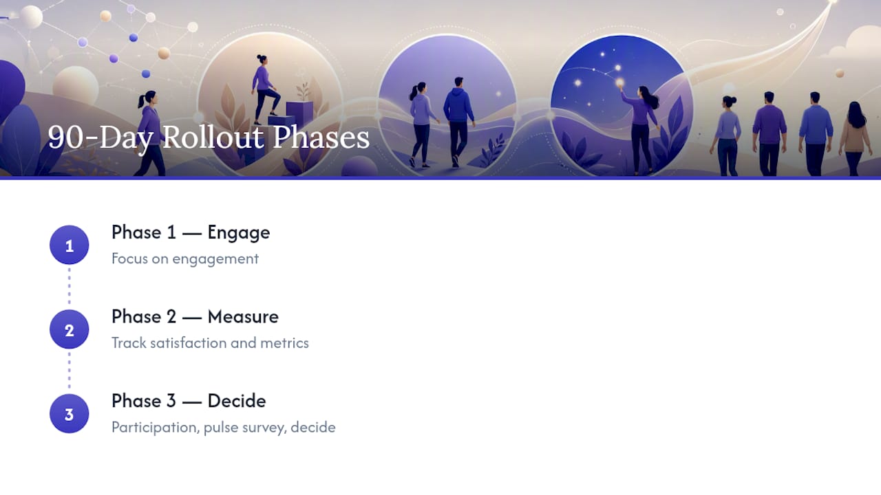 Three phases of a 90-day wellness rollout