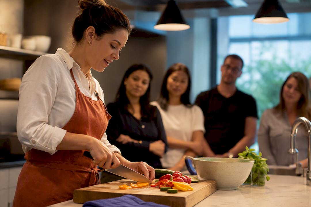 Employee demonstrating a healthy recipe