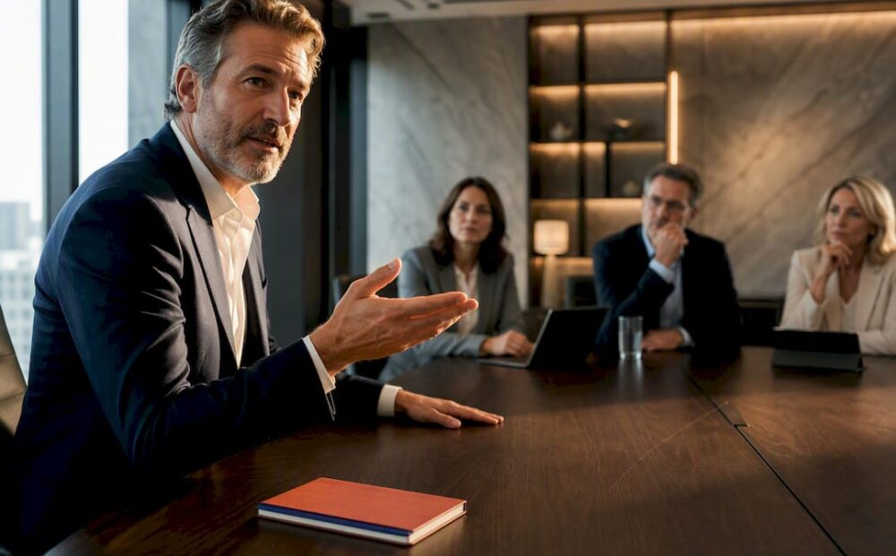 Leader explaining a values-based decision