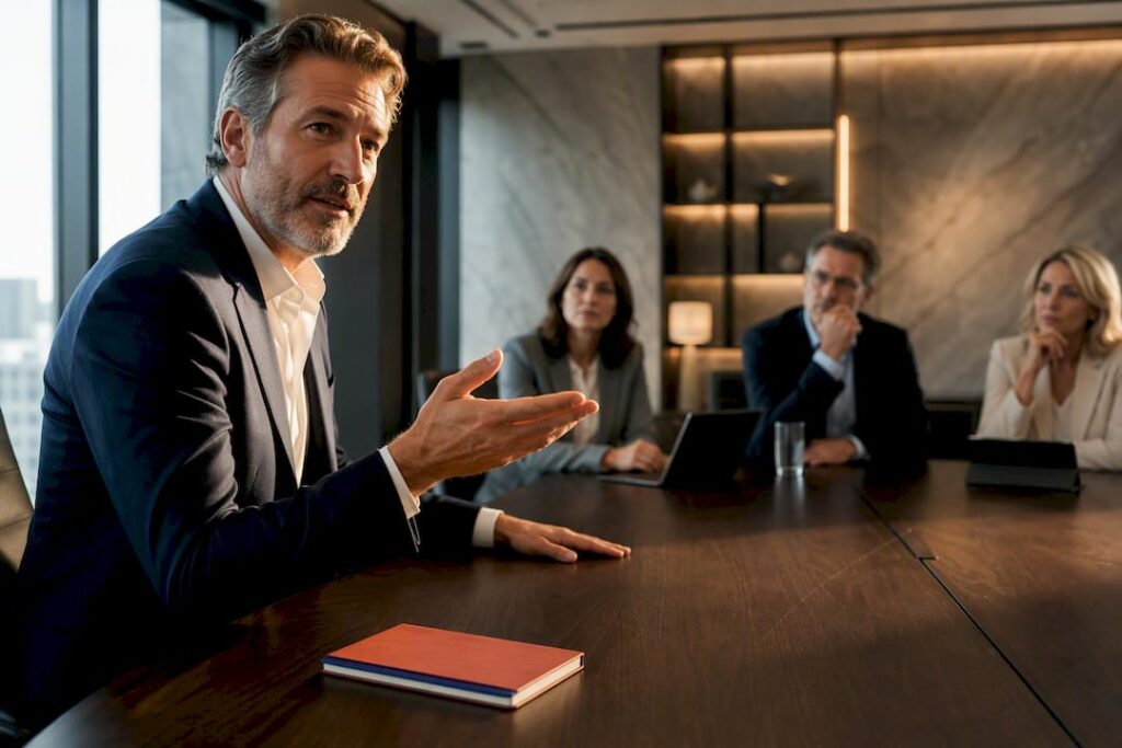 Leader explaining a values-based decision