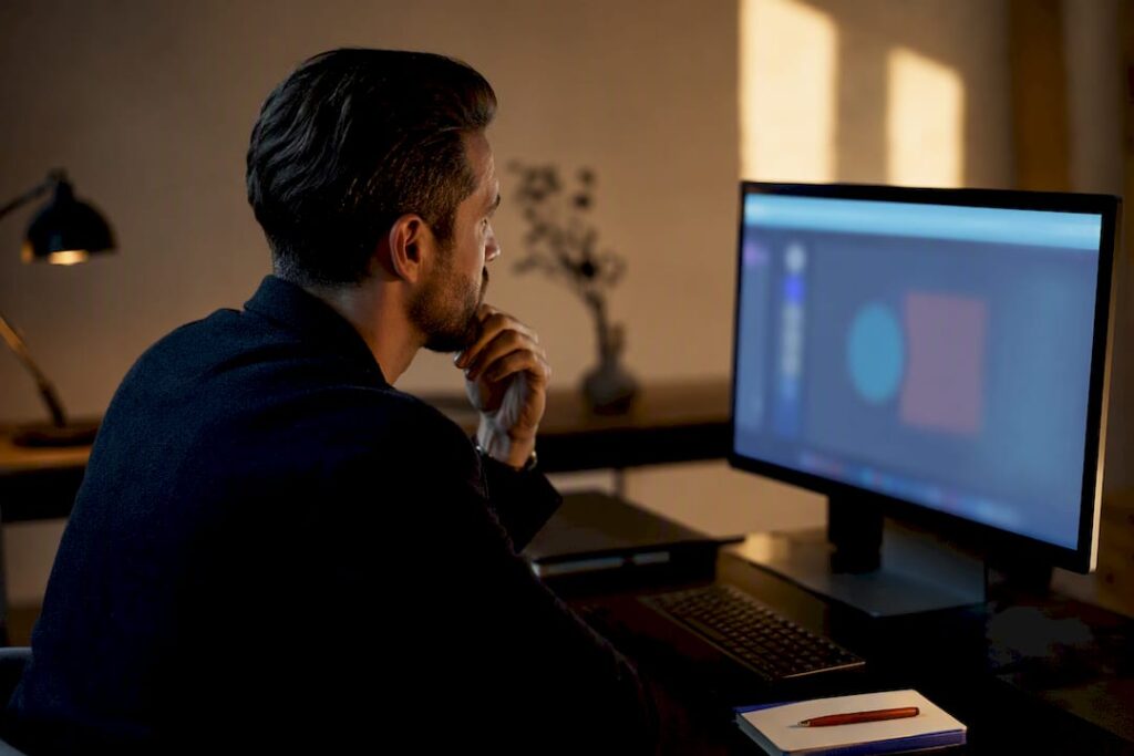 Sales representative listening during remote discovery call