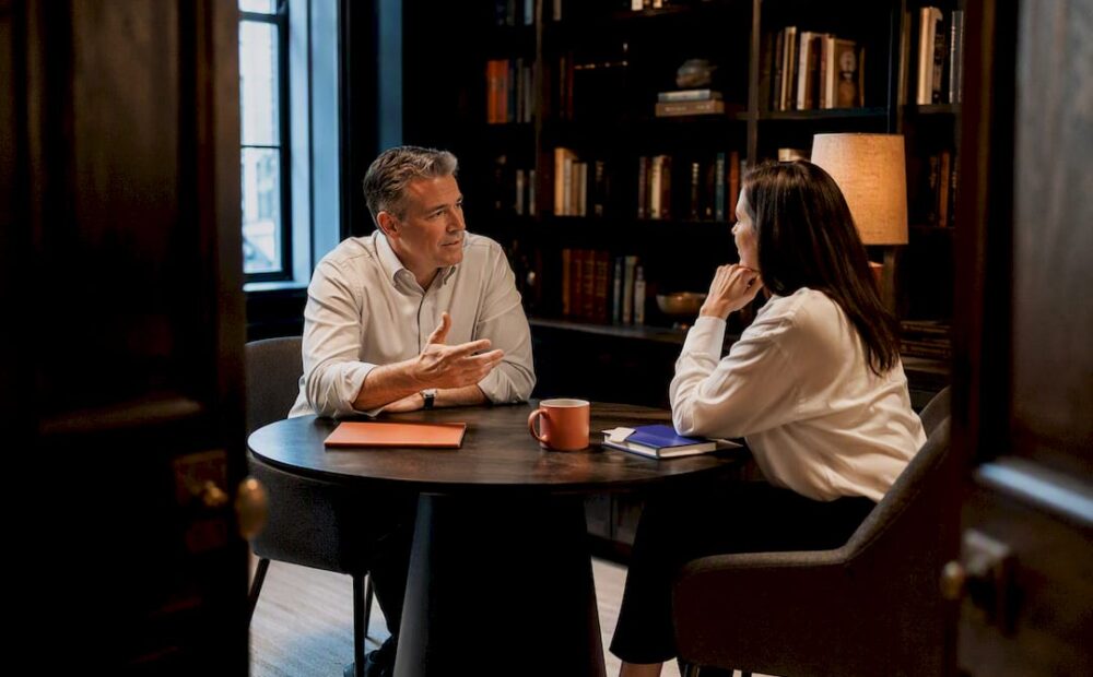 Manager leading a focused coaching conversation