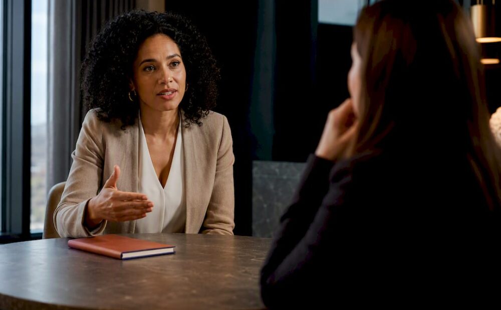 Woman making a clear workplace request