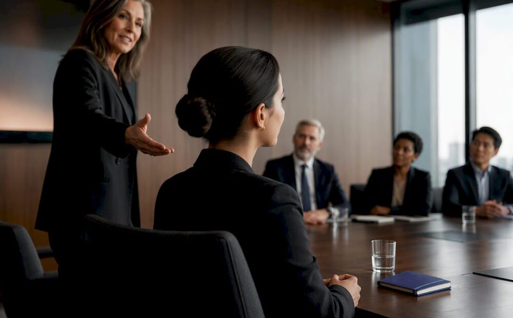 Executive sponsor introducing emerging leader