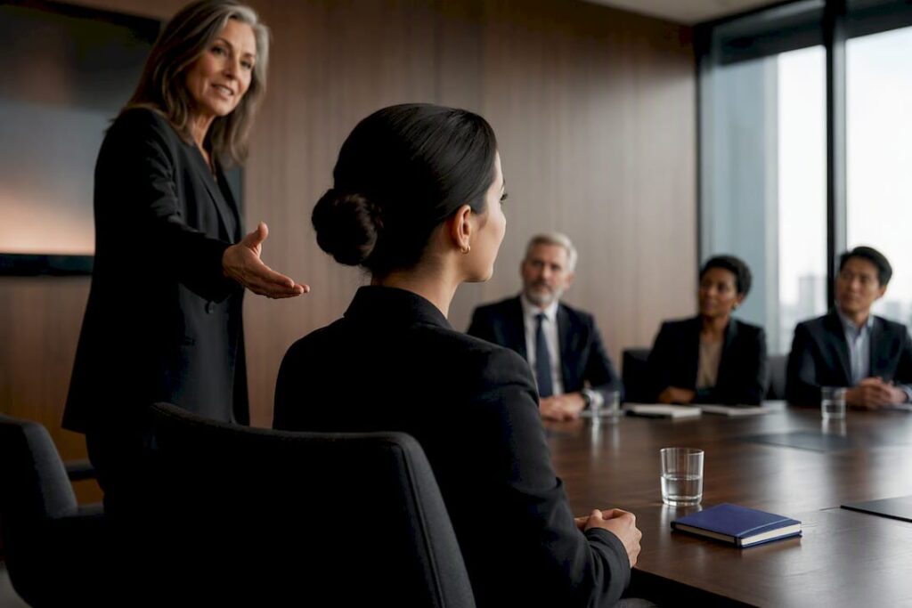 Executive sponsor introducing emerging leader