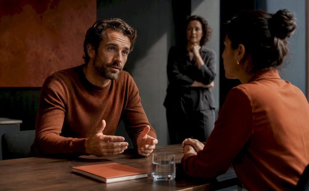 Colleagues role-playing accountability in workshop