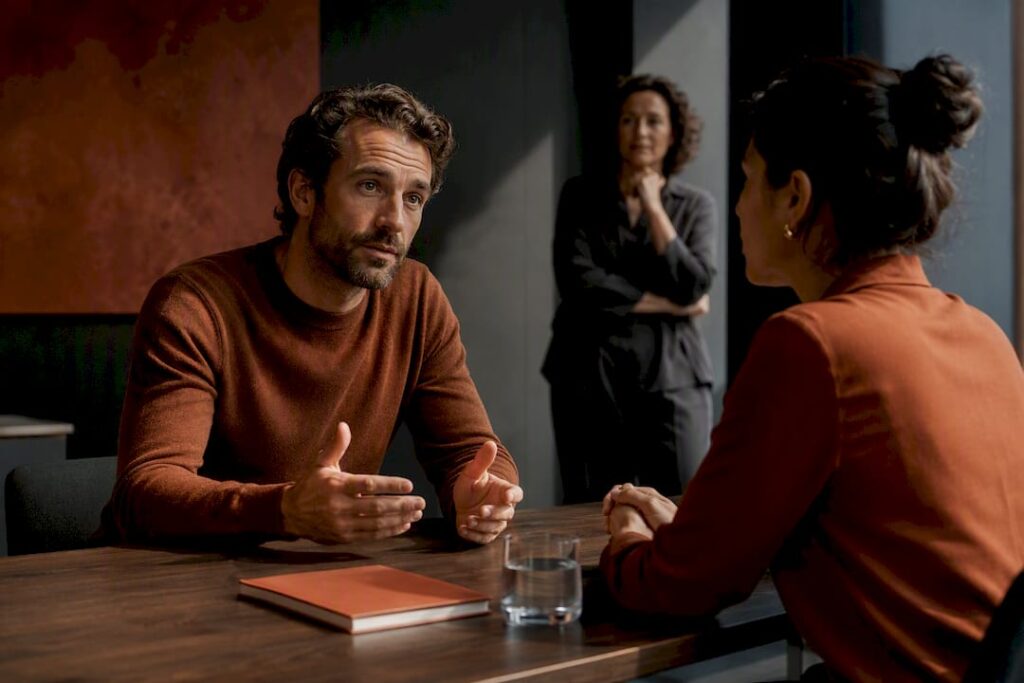 Colleagues role-playing accountability in workshop