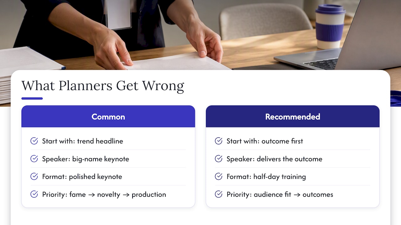 What event planners get wrong about leadership themes — overview diagram