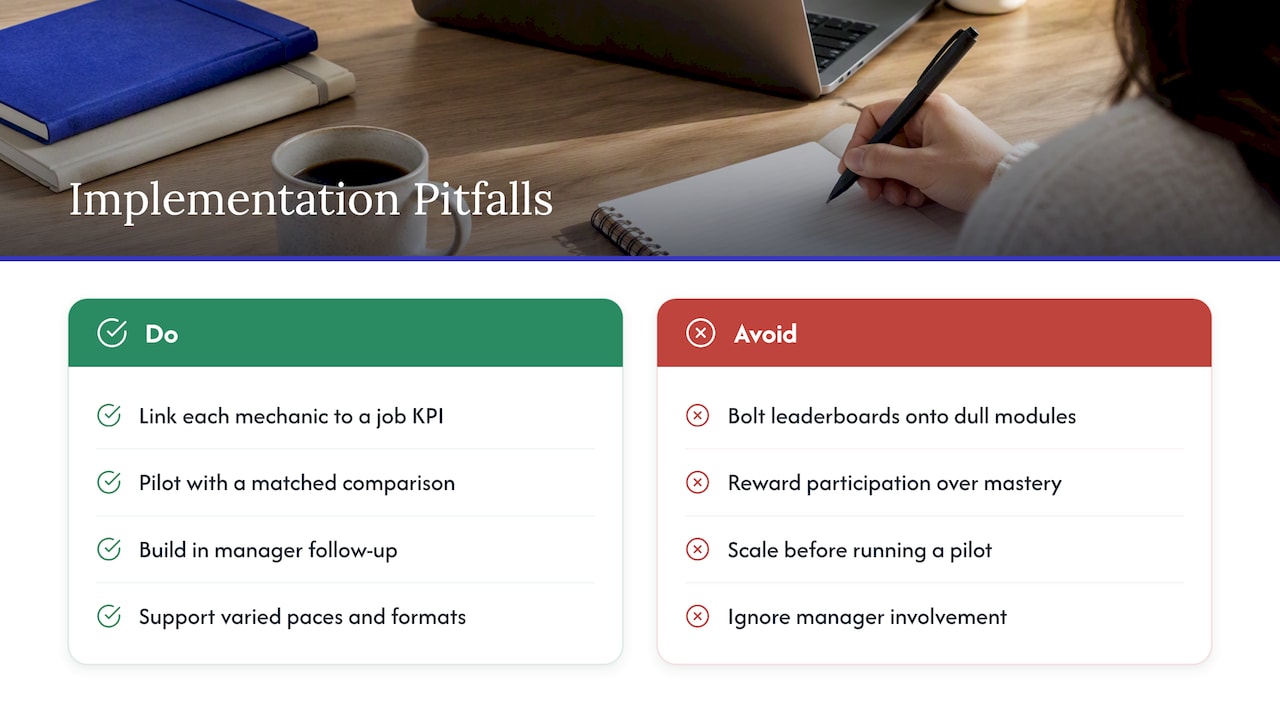 Common Challenges and Pitfalls in Implementing Gamification in Training — overview diagram