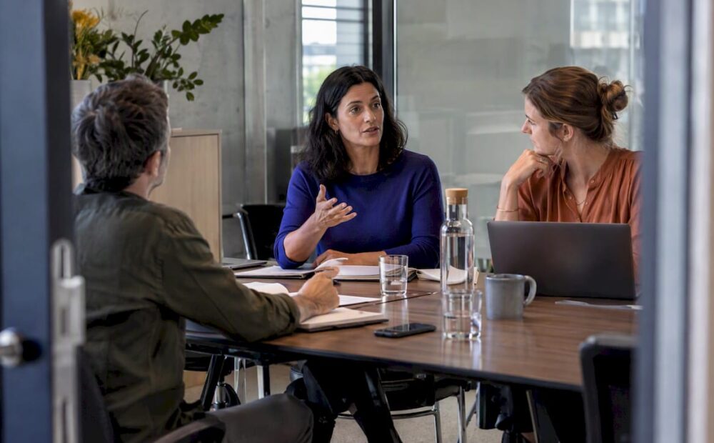 Woman making a point during a meeting