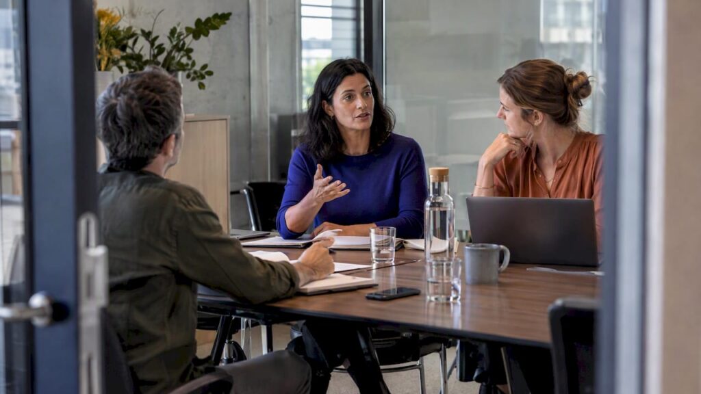 Woman making a point during a meeting