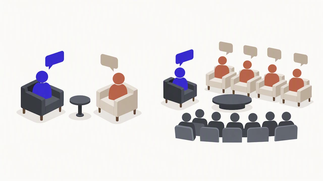 Visual comparison of one guest and four panelists